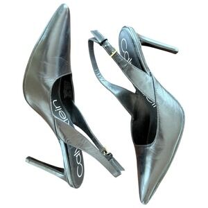 Calvin Klein Rielle Black Leather Slingback Pointed Toe Pumps Mens 6.5 34E6873